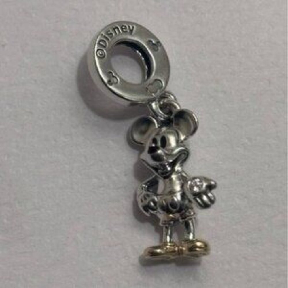 Authentic Disney 100th Anniversary Mickey Mouse Lab-Grown Diamond Dangle Charm - Picture 3 of 4